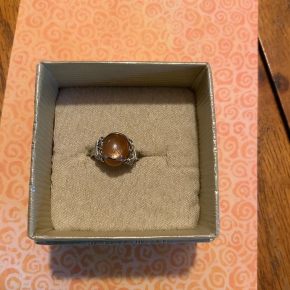 Vintage 925 Wire-Wrapped w/ Rare Natural Gold Rutilated Quartz Sz 6 - Picture 6 of 15